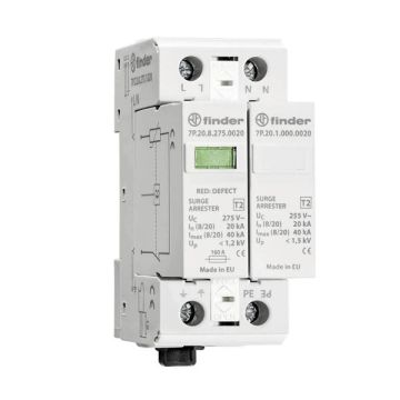 Parafoudre monophasé FINDER 2P 275 VCA 11/20 kA – Modèle 7P2282750020 Parafoudre monophasé FINDER 2P 275 VCA 11/20 kA – Modèle 7P2282750020