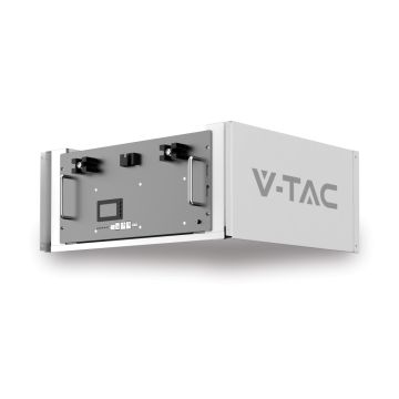 Kit batterie de stockage LiFePO4 V-TAC VT-48200B-R 9,6 kWh 48 V 200 Ah avec BMS intégré, armoire rack et couvercle CEI 0-21