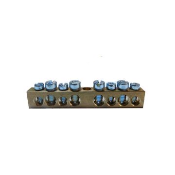 Connecteur nu terre et neutre FAEG 8 trous - N° 4x10 mm² + N° 4x16 mm²