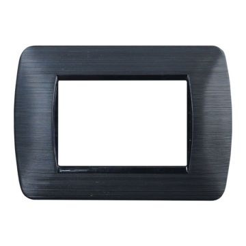 Ettroit LN85314 Plaque 3 places 3P noir satiné série SPACE compatible avec BTicino Livinglight