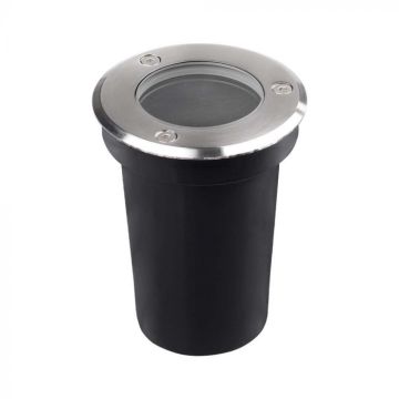 V-TAC VT-1127 Lampe de balisage cylindrique encastrable avec support de lampe de balisage souterrain, ronde couleur noir et acier GU10 IP67 - SKU 10374