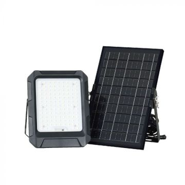 V-TAC VT-55W Projecteur LED à panneau solaire 10W avec batterie remplaçable, télécommande, câble de 3m Couleur noire 4000K IP65 - 23438