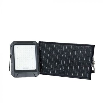 V-TAC VT-102W Projecteur LED Panneau solaire 15W avec batterie remplaçable, câble 3m, télécommande Couleur noire 4000K IP65 - 23439