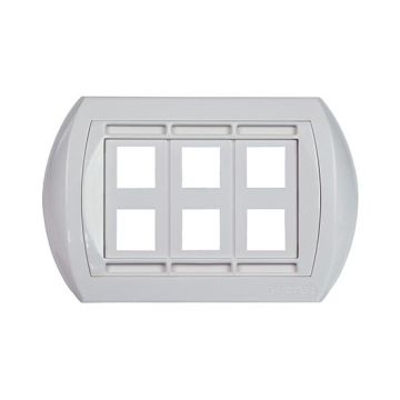 Plaque universelle avec 6 sorties RJ45 avec connexion KEYSTONE, couleur blanche Fanton 23953