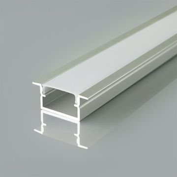Profilé linéaire encastré V-TAC 2000 × 24 × 10 mm en aluminium argenté pour rubans LED jusqu&#39;à 15,6 mm – Réf. 24106