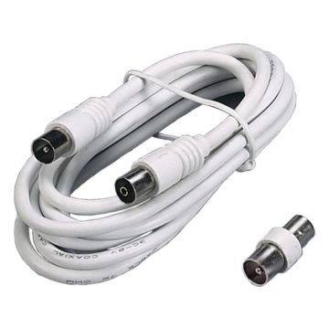 FANTON Rallonge TV linéaire 3 m fiche coaxiale et prise droite Ø 9,5 mm. fiche/adaptateur de fiche FANTON Rallonge TV linéaire 3 m fiche coaxiale et prise droite Ø 9,5 mm. fiche/adaptateur de fiche