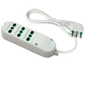 FANTON Multiprise 3 prises bypass italiennes 2P+T 16A Câble 1,5 m. Fiche carrée italienne 3G1 H05VV-F