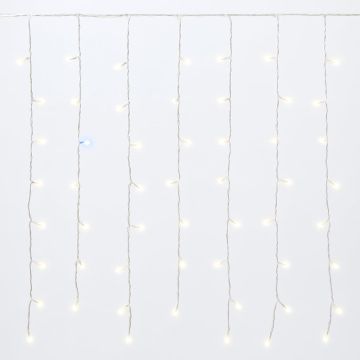 Rideau lumineux LED ETTROIT 216, 5 m, lumière blanche, câble blanc, IP65, extensible, effet flash, avec fils de longueurs alternées (de 3 à 12 cm) pour un effet dynamique