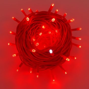 Guirlande lumineuse ETTROIT 100 LED, 10 m, lumière rouge, câble rouge, IP65, extensible, effet flash blanc, guirlande de Noël, commerces, balcon