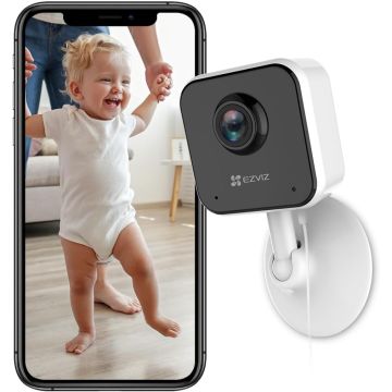 Caméra Wi-Fi intérieure EZVIZ H1c Full HD 1080p avec audio bidirectionnel, vision nocturne 10 m et fonction babyphone.