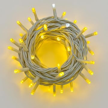 Guirlande lumineuse ETTROIT 100 LED, 10 m, lumière jaune, câble blanc, IP65, extensible, effet flash total, guirlande de Noël, commerces, balcon