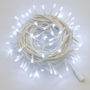Guirlande lumineuse ETTROIT 100 LED, 10 m, lumière blanche, câble blanc, IP65, extensible, effet flash total, guirlande de Noël, commerces, balcon