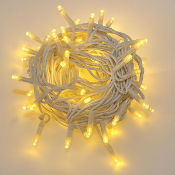 Guirlande lumineuse ETTROIT 100 LED, 10 m, lumière jaune, câble blanc, IP65, extensible, effet flash, guirlande de Noël, magasins, balcon