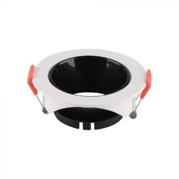 V-TAC VT-931 Support de spot LED GU10 rond encastrable Corps blanc Réflecteur noir - 6645