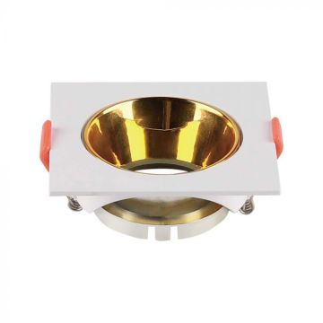 V-TAC VT-932 Support de spot GU10 Carré blanc avec réflecteur doré 85x85x40mm