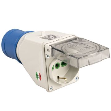 FANTON Adaptateur industriel fiche CEE 2P+T 16A 200-250V vers prise Schuko IP44 FANTON Adaptateur industriel fiche CEE 2P+T 16A 200-250V vers prise Schuko IP44