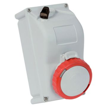 Prise murale verrouillée rouge FANTON 3P+N+T 16A 400V IP67 – Réf. 73345