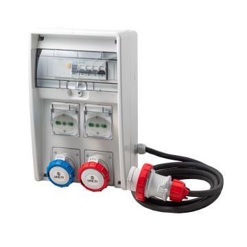 Tableau de distribution Fanton ULISSE 250 IP44 9 kW, 2 prises CEE + 2 prises P40 avec câble de 4 m, référence 74224