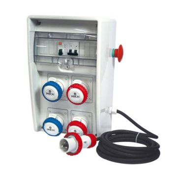 Tableau électrique de chantier ULISSE ASC IP65 9kW 2 prises CEE 16A et 2 prises inclinées 380v avec bouton d'urgence 74232 Tableau électrique de chantier ULISSE ASC IP65 9kW 2 prises CEE 16A et 2 prises inclinées 380v avec bouton d'urgence 74232
