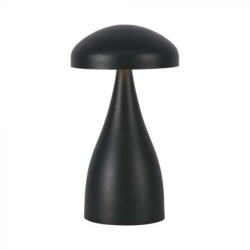 V-TAC VT-1041 Lampe de table rechargeable 1W 800mAh Batterie USB C Corps en métal noir Touch Dimmable 3en1 - 7895
