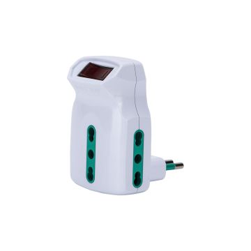FANTON Adaptateur triple prise italienne 2P+T 10A + 3 prises bypass italiennes + interrupteur automatique de surcharge 87315