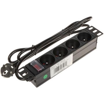 Multiprise pour Montage en Rack 10" avec 4 Prises CEE 7/5 3500W Câble de 1.8m avec Interrupteur Rétroéclairé