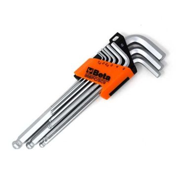 Jeu de 9pcs. clés mâles 6 pans coudées à tête sphérique 1,5~10mm avec support Beta 96BPC/SC9 Jeu de 9pcs. clés mâles 6 pans coudées à tête sphérique 1,5~10mm avec support Beta 96BPC/SC9