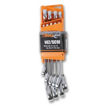 Jeu de 9pcs. clés mixtes à cliquet réversible 8~19mm avec support compact Beta 142/SC9I Jeu de 9pcs. clés mixtes à cliquet réversible 8~19mm avec support compact Beta 142/SC9I