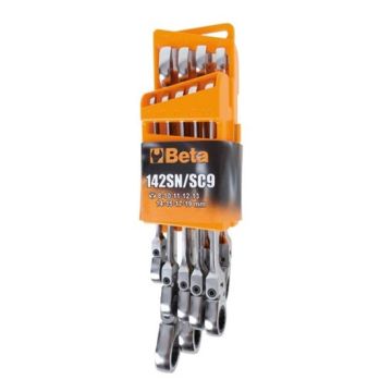 Jeu de 9pcs. clés mixtes à cliquet articulées 8~19mm avec support compact Beta 142SN/SC9 Jeu de 9pcs. clés mixtes à cliquet articulées 8~19mm avec support compact Beta 142SN/SC9
