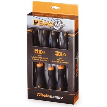 Jeu de 8pcs. tournevis cruciforme et plat série Easy Beta 1203/D8P Jeu de 8pcs. tournevis cruciforme et plat série Easy Beta 1203/D8P