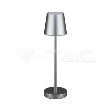 V-TAC Lampe de table LED 3W alimentée par batterie rechargeable couleur grise USB C Touch Dimmable 4000K lampe de table de restaurant intérieur IP20 - 10188