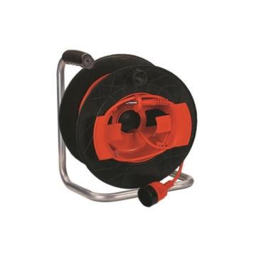 Enrouleur de câble 50m prise centrale italienne std. 2P+T 16A et prise std. 2P+T 16A monté sur remorque GOLIA GARDEN Fanton 11193