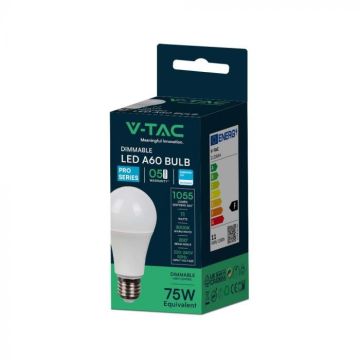 V-TAC PRO VT-262D Ampoule Led E27 puce dimmable Samsung SMD 11W A60 blanc chaud 3000K - SKU 2120044 V-TAC PRO VT-262D Ampoule Led E27 puce dimmable Samsung SMD 11W A60 blanc chaud 3000K - SKU 2120044