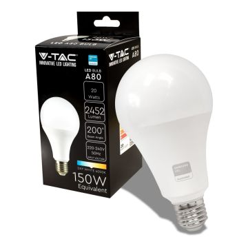 V-TAC PRO VT-233 Lampe à LED 20W Chip LED Samsung SMD E27 200° A80 Haute Lumens 122LM/W blanc neutre 4000K - SKU 21238 V-TAC PRO VT-233 Lampe à LED 20W Chip LED Samsung SMD E27 200° A80 Haute Lumens 122LM/W blanc neutre 4000K - SKU 21238