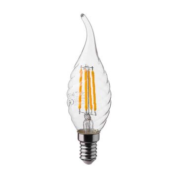 V-Tac VT-1995 Ampoule LED bougie filament torsadé bouffée 4W E14 Blanc chaud 3000K 214308