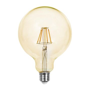 V-Tac VT-1956 Ampoule globe led filament vintage couleur ambre 6W E27 G125 lumière 2200k sku 214473