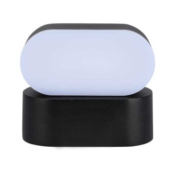 V-TAC VT-816 Applique murale LED 6W blanc chaud 3000K corps rotatif aluminium noir IP65 - SKU 8288