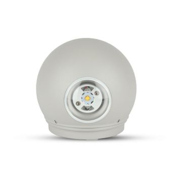 V-TAC VT-836 Applique LED COB sphérique 4W aluminium gris double faisceau lumineux blanc chaud 3000K IP65 - SKU 218305