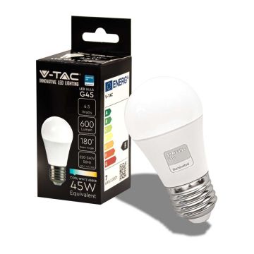 V-TAC PRO VT-290 Ampoule LED Chip Samsung SMD 6,5W E27 Mini Globe G45 blanc froid 6500K - SKU 21868