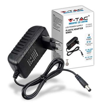 V-TAC VT-23044 Alimentation à découpage stabilisée 42W 12V 3.5A jack 2.1mm Plug&amp;play en plastique - SKU 2672