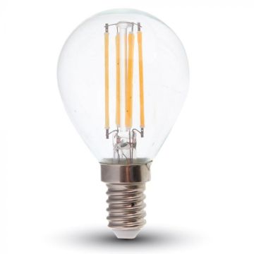 V-TAC VT-2486 Ampoule Led 6W E14 2700k lampe à incandescence 130lm/w goutte P45 verre clair sku 2854