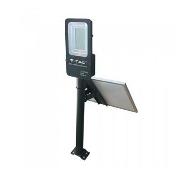 Lampadaire LED noir auto-alimenté V-TAC VT-ST-200 50W avec panneau solaire et télécommande 4000K IP65 – sku 5502