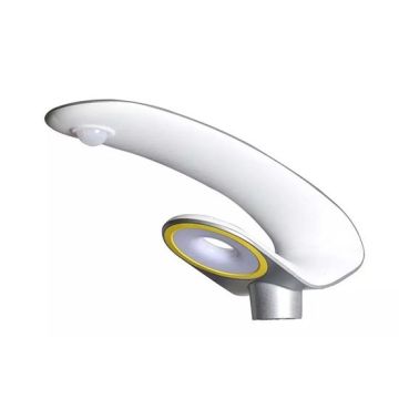 V-TAC VT-130W Lampe de jardin solaire LED 20W blanc froid 6400K avec capteur PIR & télécommande RF corps en aluminium argenté IP65 - SKU 5506