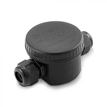 V-TAC VT-881 prise de dérivation avec 2 bornes internes 3PIN plastique noir IP66 - SKU 5987