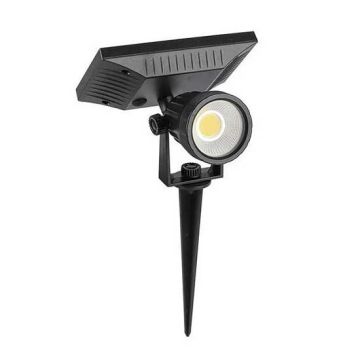V-TAC VT-952 Piquet solaire LED COB 2W blanc froid 6400K corps noir ajustable IP65 - sku 6662