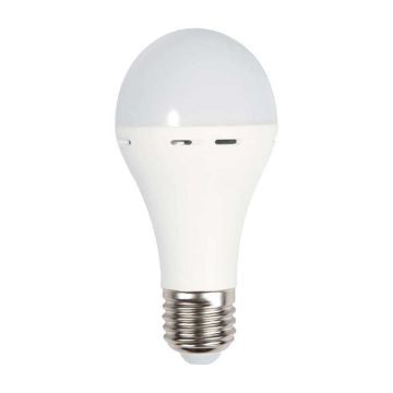 V-TAC VT-509 ampoule led E27 9W avec batterie 3h forme A60 lumière 4000k lampe de secours utilisable comme torche sku 7010