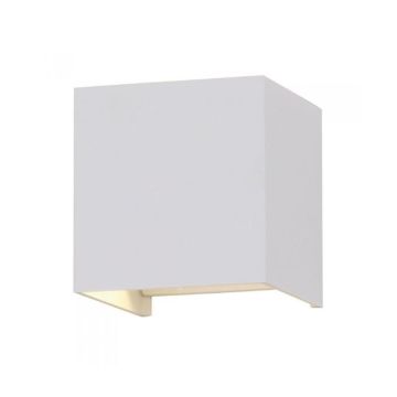 Applique murale LED carrée V-TAC VT-759 5W, corps blanc satiné, 140 lm/W, IP65, double faisceau, blanc chaud 3000K, réf. 217079