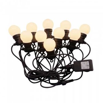 V-TAC VT-71020 guirlande lumineuse led 10mt avec 20 ampoules mini globe 0.5W 3000K connectable à prise shuko IP44 - sku 217439