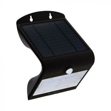 V-TAC VT-768 Applique murale solaire LED 3W avec capteur PIR 3000K+ 4000K corps noir IP65 - SKU 7528