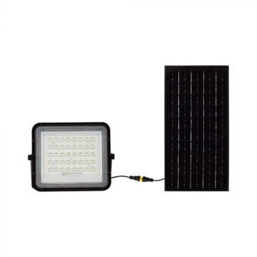 V-TAC VT-80W Projecteur LED noir avec panneau solaire 10W et télécommande Projecteur LED avec batterie remplaçable 4000K Câble 3m - 7824